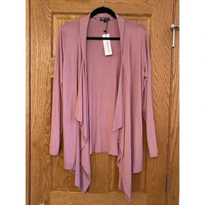 Urban CoCo Women's Drape Front Open Cardigan Long Sleeve Irregular Hem Pink L